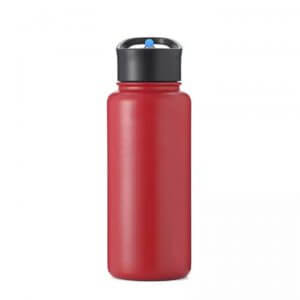 red metal water bottle