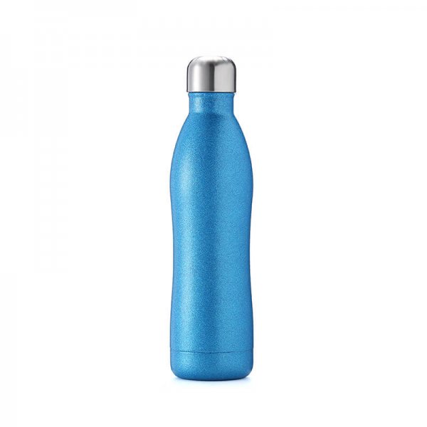 blue metal water bottle